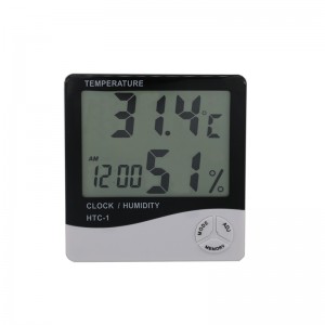 Thuiskantoor Auto Temperatuur-vochtigheidsmeter Tijdweergave en ingebouwde klok met groot LCD-scherm Thermometer Hygrometer