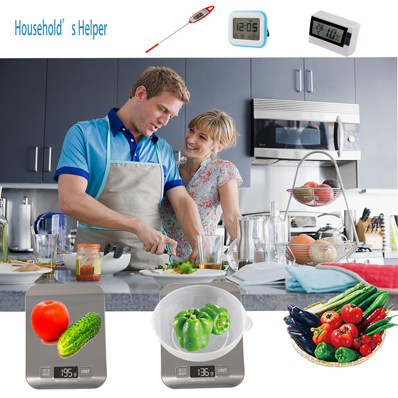 Roestvrij Platform Huishoudelijke keuken Voedsel wegen elektronische weegschaal 5kg