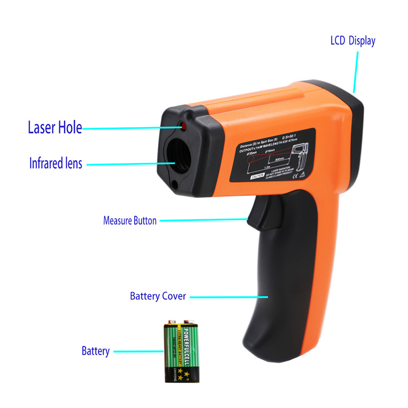 China Fabricage industriële gebruikte veiligheid Dual Laser Contact infraroodthermometer