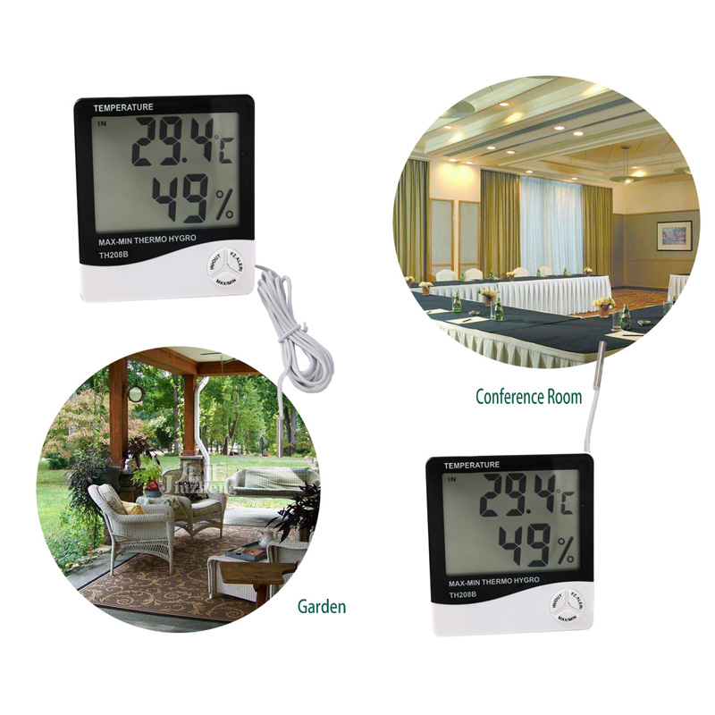 Milieuvriendelijk ontwerp Groot LCD-scherm Indoor Outdoor Thermometer Hygrometer