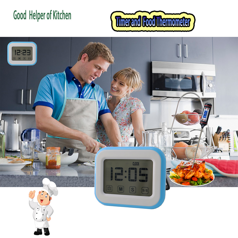 Aanraaktoets kookwekker Digitale 24-uurs magnetische kookwekker met wekker, intrekbare standaard