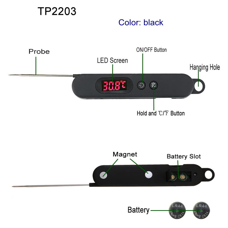 Thermopro TP2203 Digitale voedselkookthermometer Direct afgelezen vleesthermometer voor keuken BBQ Grillroker