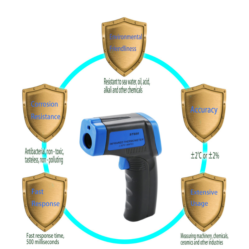 Hoog correcte kalibratie Contact Digitaal laser infrarood-thermometerpistool Handheld Garantietijd 1 jaar