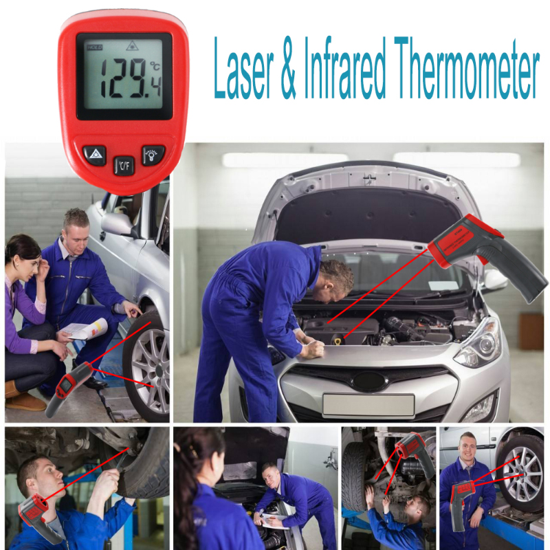 Industriële infraroodthermometer Afstand tot spotverhouding 12: 1 Contact Digitaal temperatuurlaserpistool